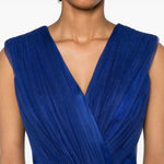Abito midi drappeggiato in blu - donna 