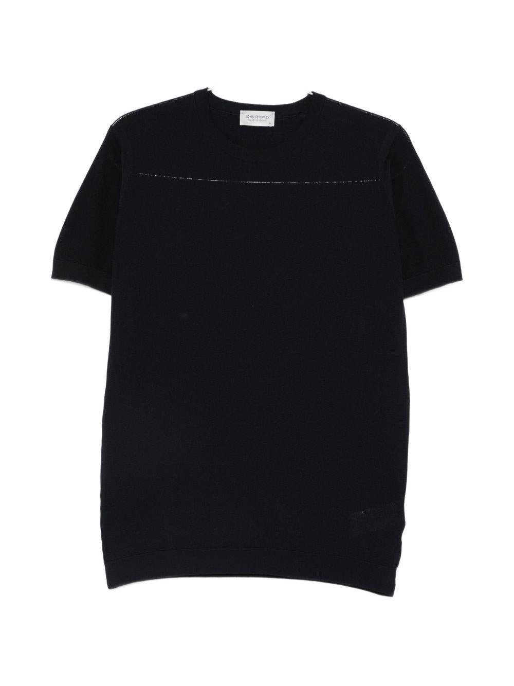 T-shirt in lavorazione pique con bordi a coste in blue John smedley - uomo 