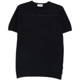 T-shirt in lavorazione pique con bordi a coste in blue John smedley - uomo 