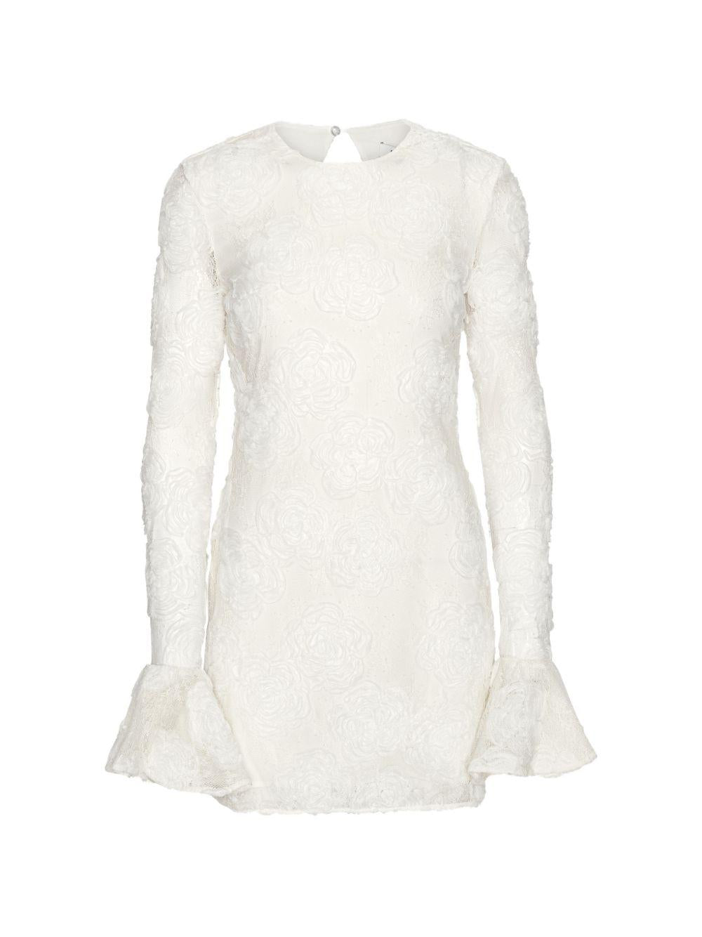 Abito mini in pizzo floreale in bianco 