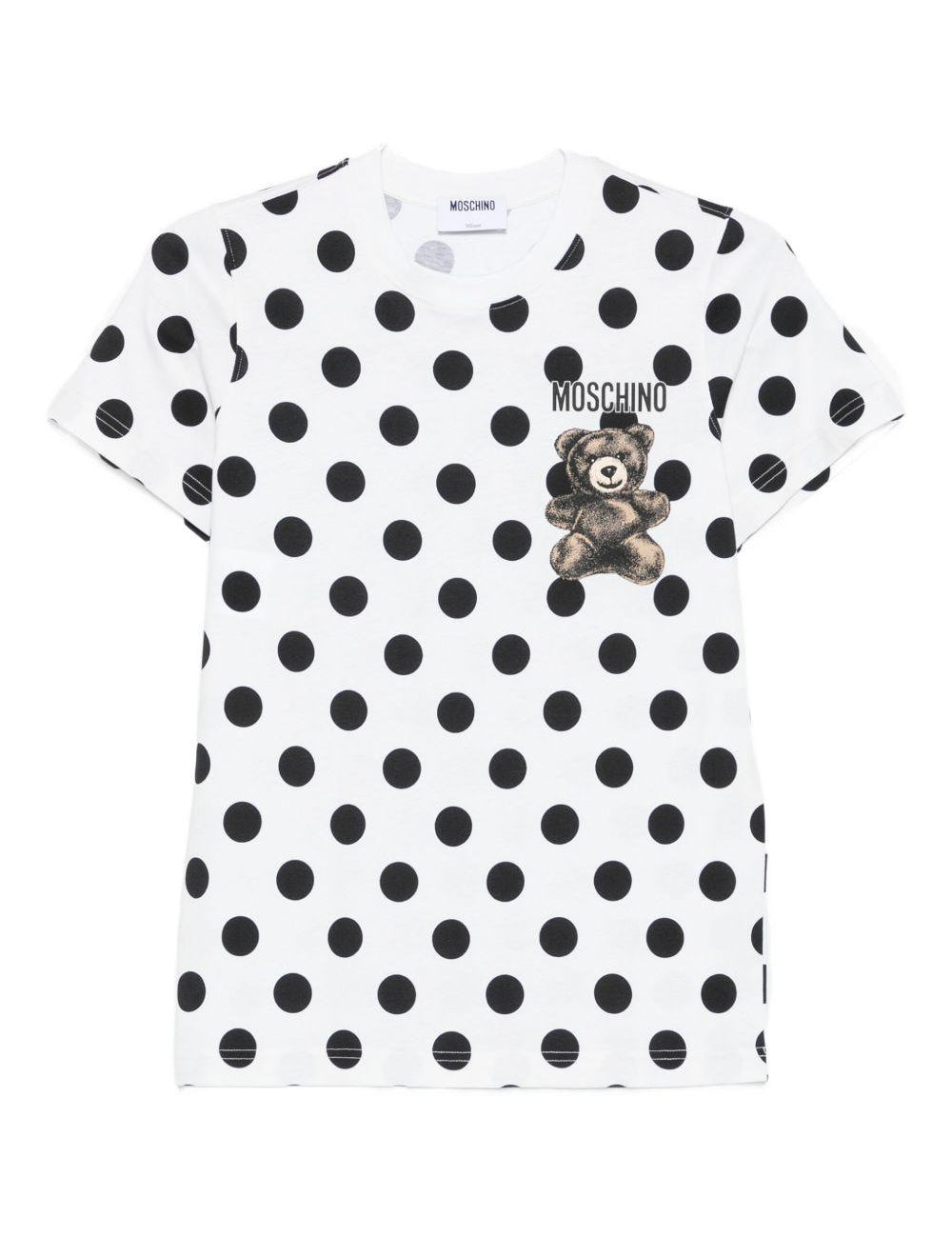 T-shirt con stampa a pois teddy bear in bianco Moschino - donna 