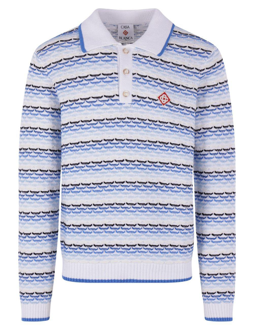 Polo con logo a righe e applicazione in blu Casablanca - uomo 