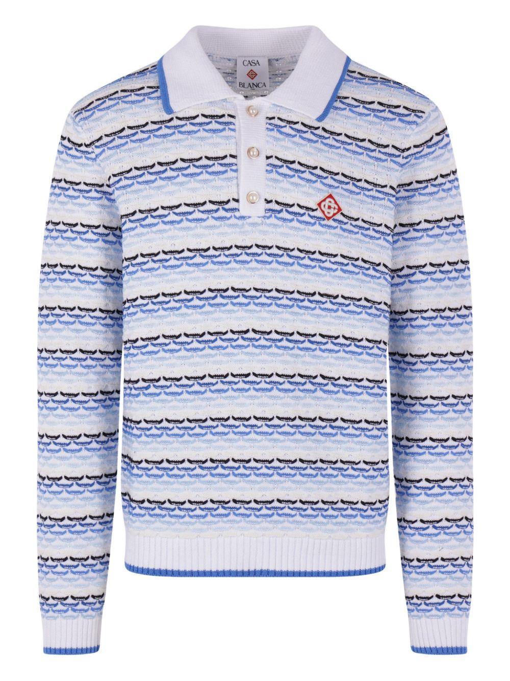 Polo con logo a righe e applicazione in blu Casablanca - uomo 