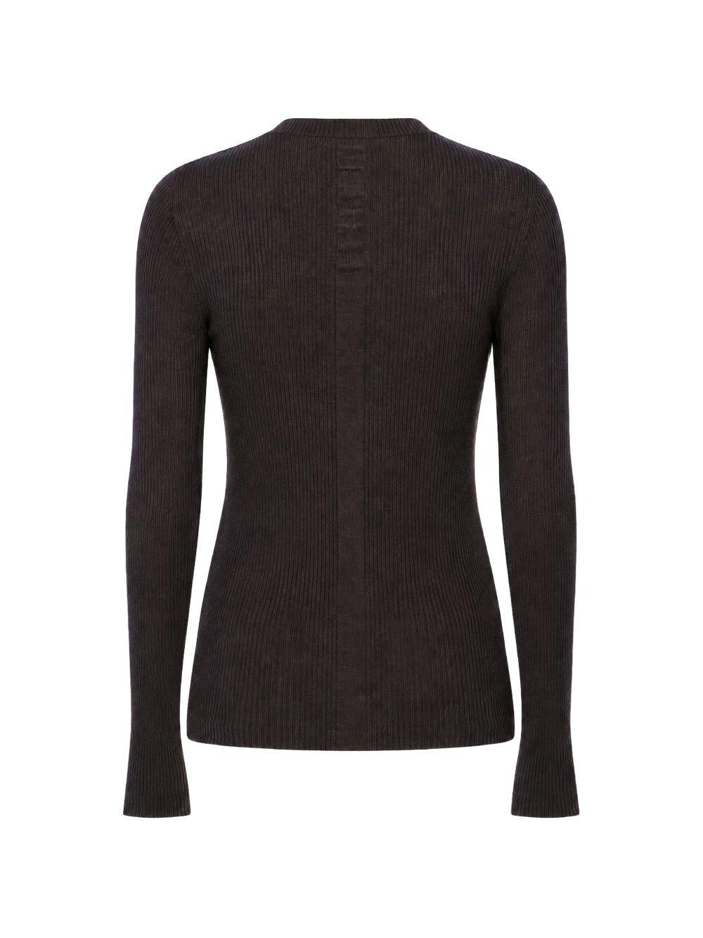 Maglione a coste in lana vergine in marrone 