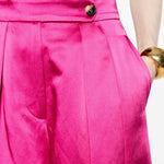 Pantaloni a gamba larga con design satinato pamploma in rosa Dries van noten - donna 