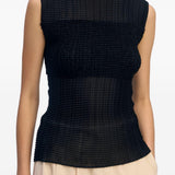 Top plisettato sheer in nero Issey Miyake - donna 
