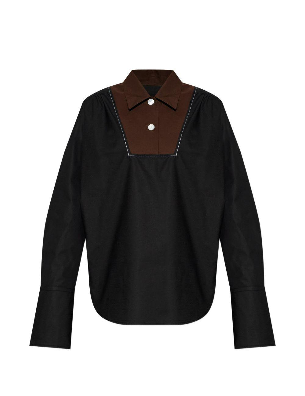 Camicia con inserti a contrasto in nero 