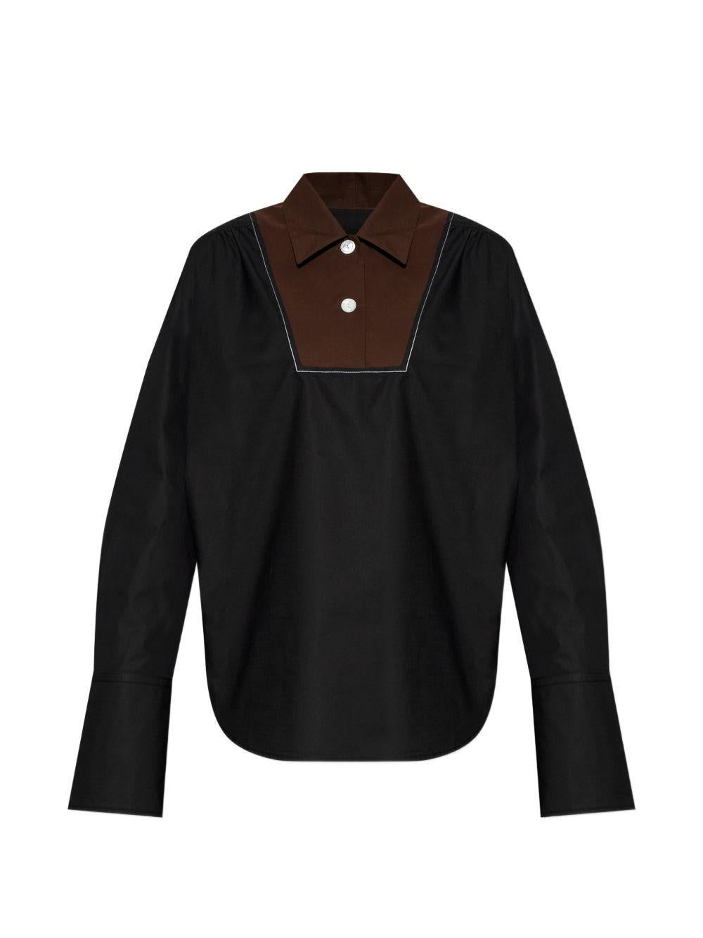 Camicia con inserti a contrasto in nero 