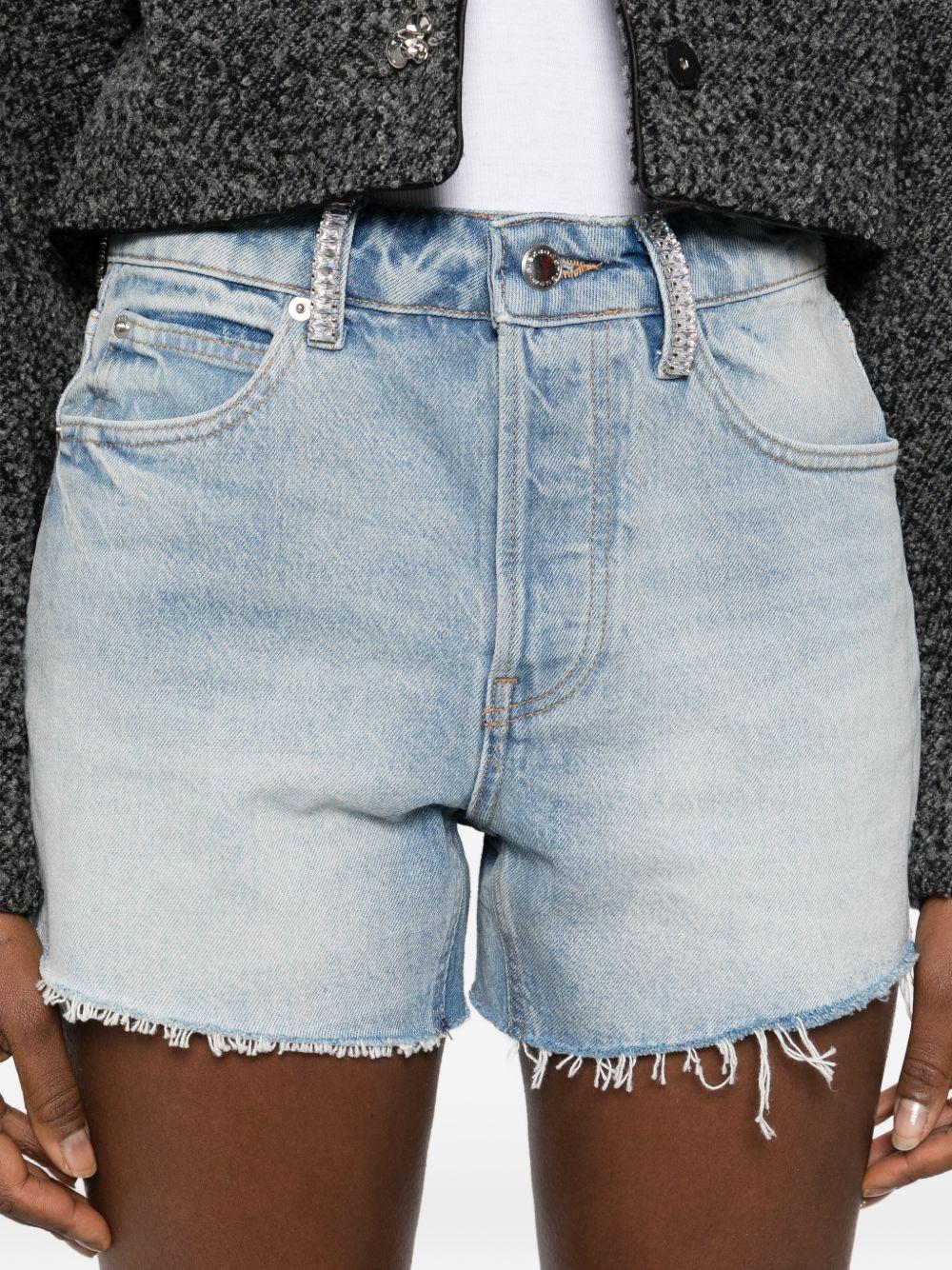 Shorts in denim con cristalli in blu Alexander wang - donna 