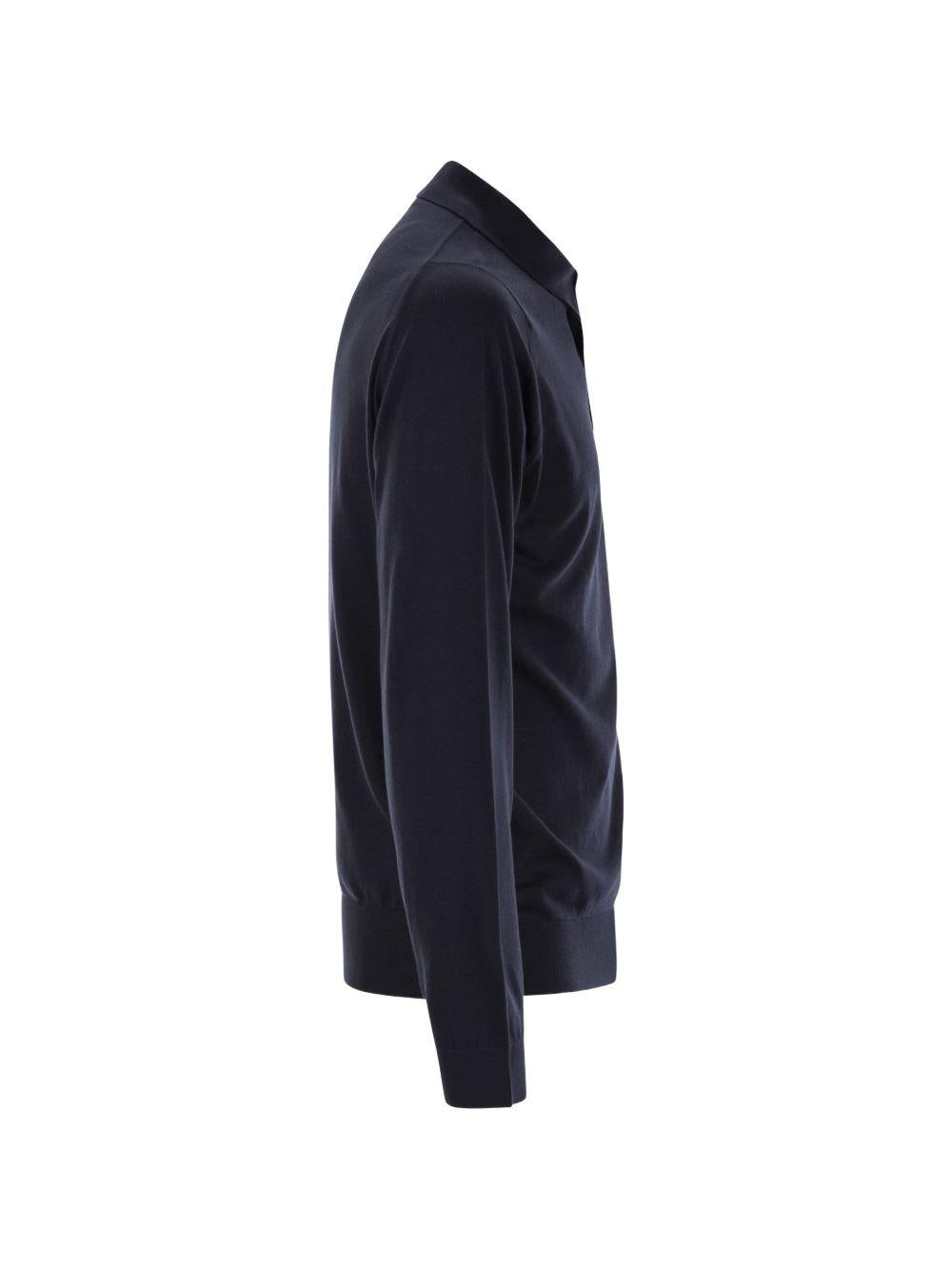 Polo Bradwell a maniche lunghe in blu John smedley - uomo 