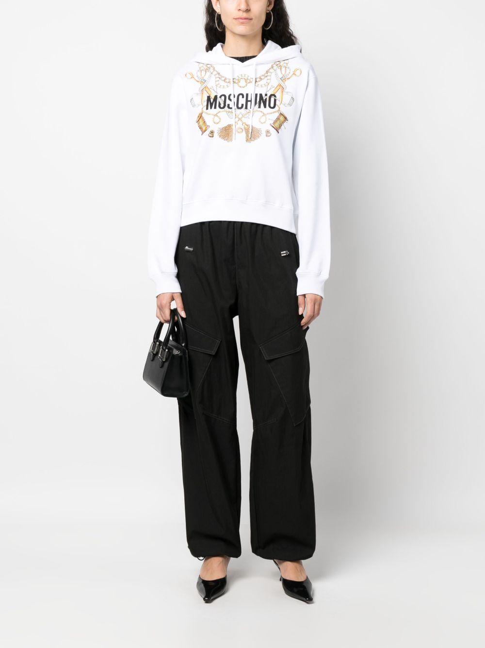 Felpa con cappuccio in bianco Moschino - donna 