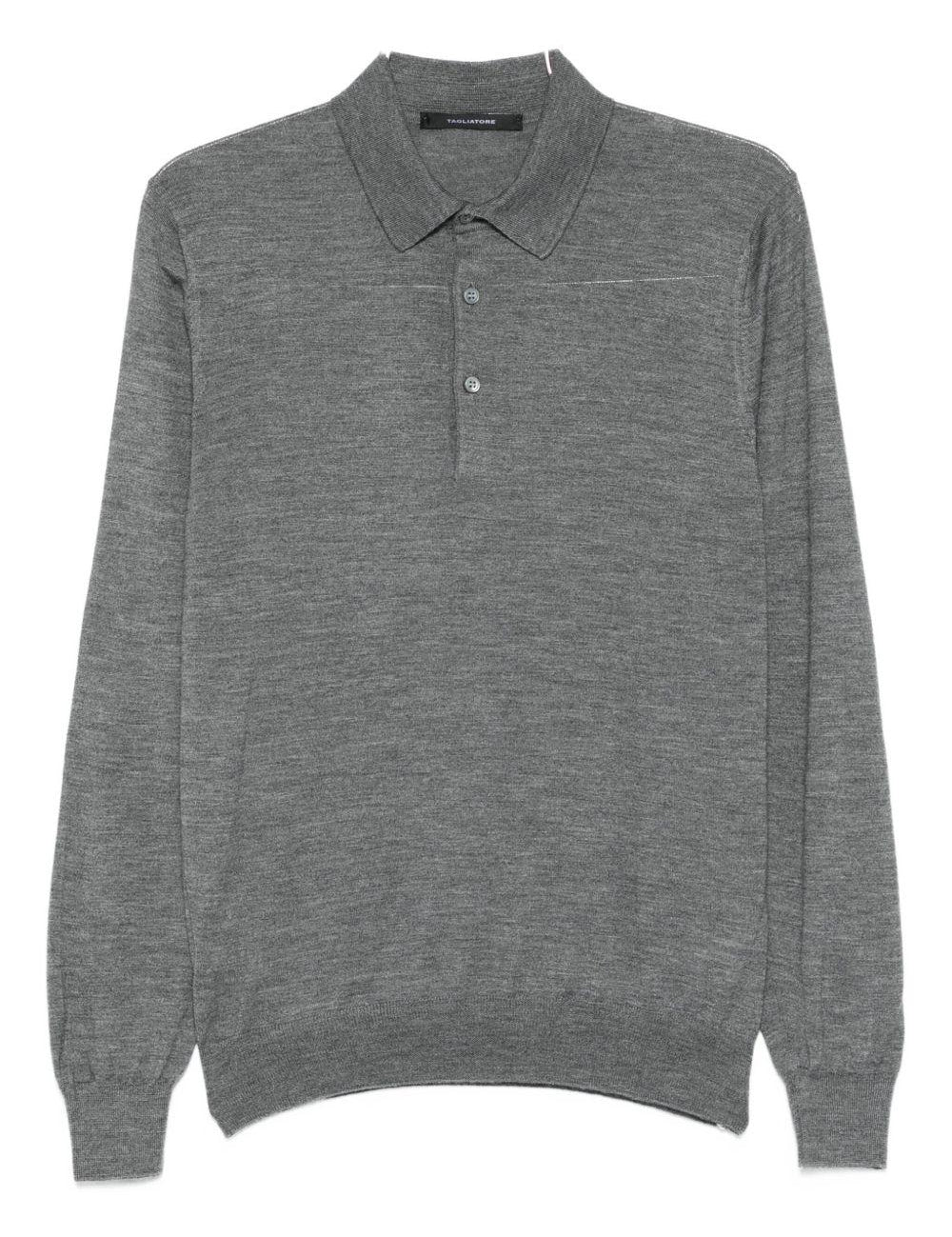 Polo in maglia fine a maniche lunghe in grigio Tagliatore - donna 