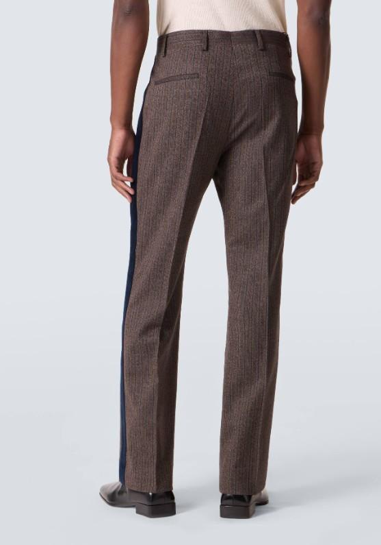Pantaloni in misto lana a righe alto in marrone Wales Bonner - uomo 