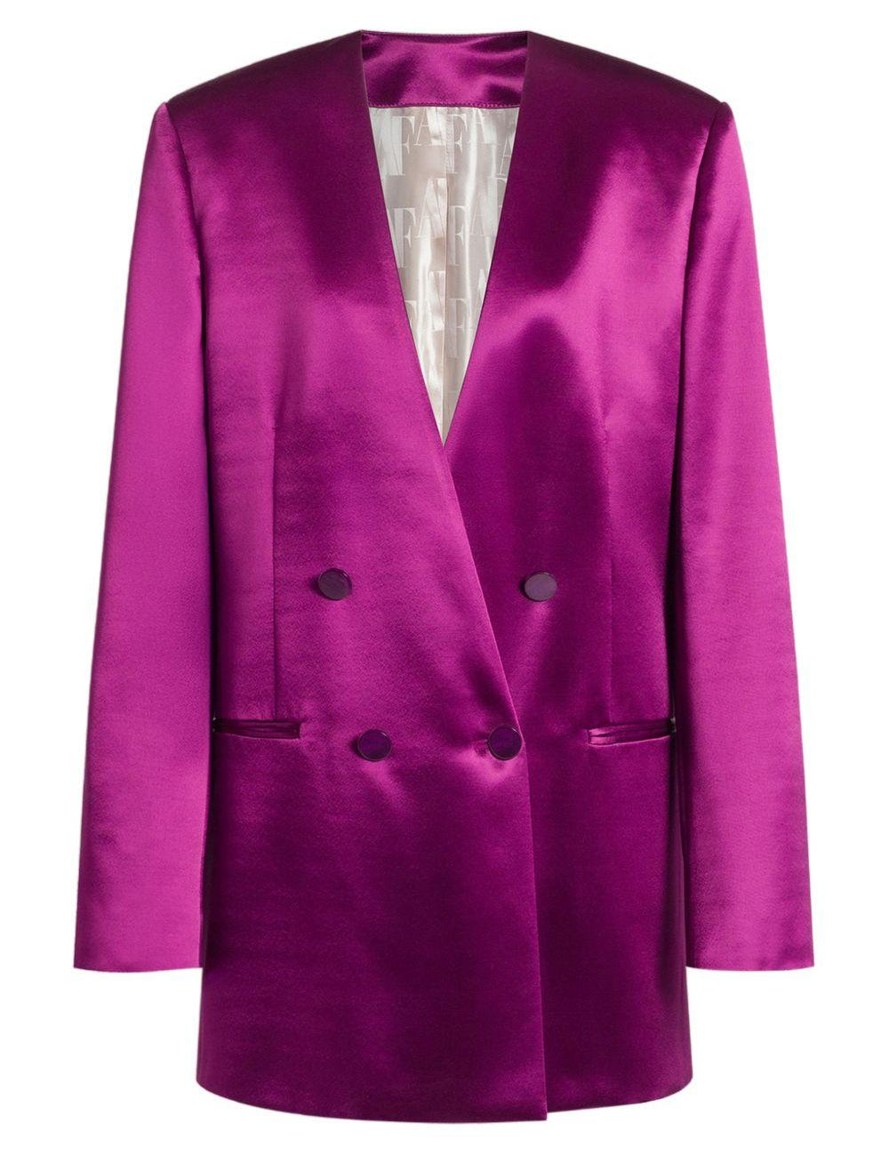 Giacca doppiopetto satinata in viola Alberta Ferretti - donna 