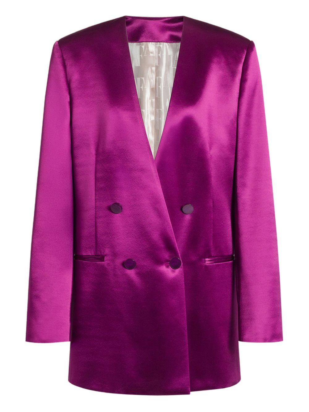 Giacca doppiopetto satinata in viola Alberta Ferretti - donna 