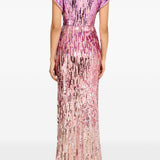 Abito Dusk lungo con paillettes in rosa Jenny packham - donna 