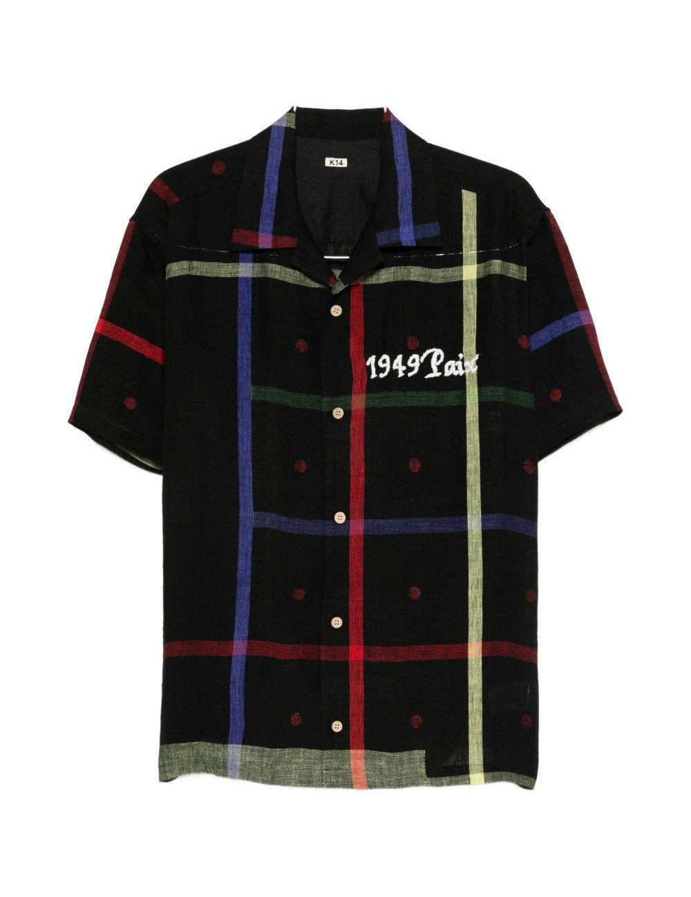 Camicia con stampa a quadri in nero Khoki - uomo 