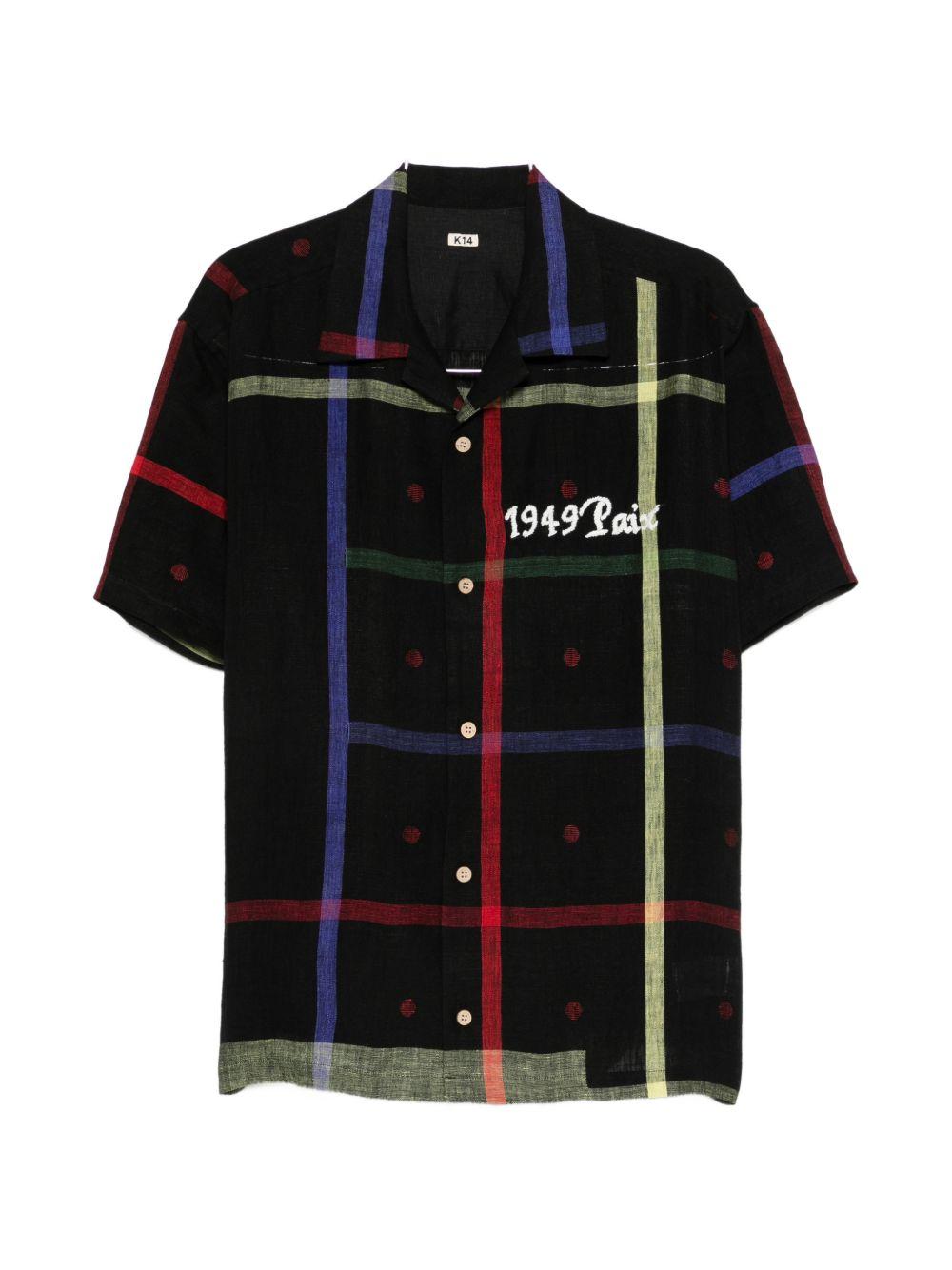 Camicia con stampa a quadri in nero Khoki - uomo 