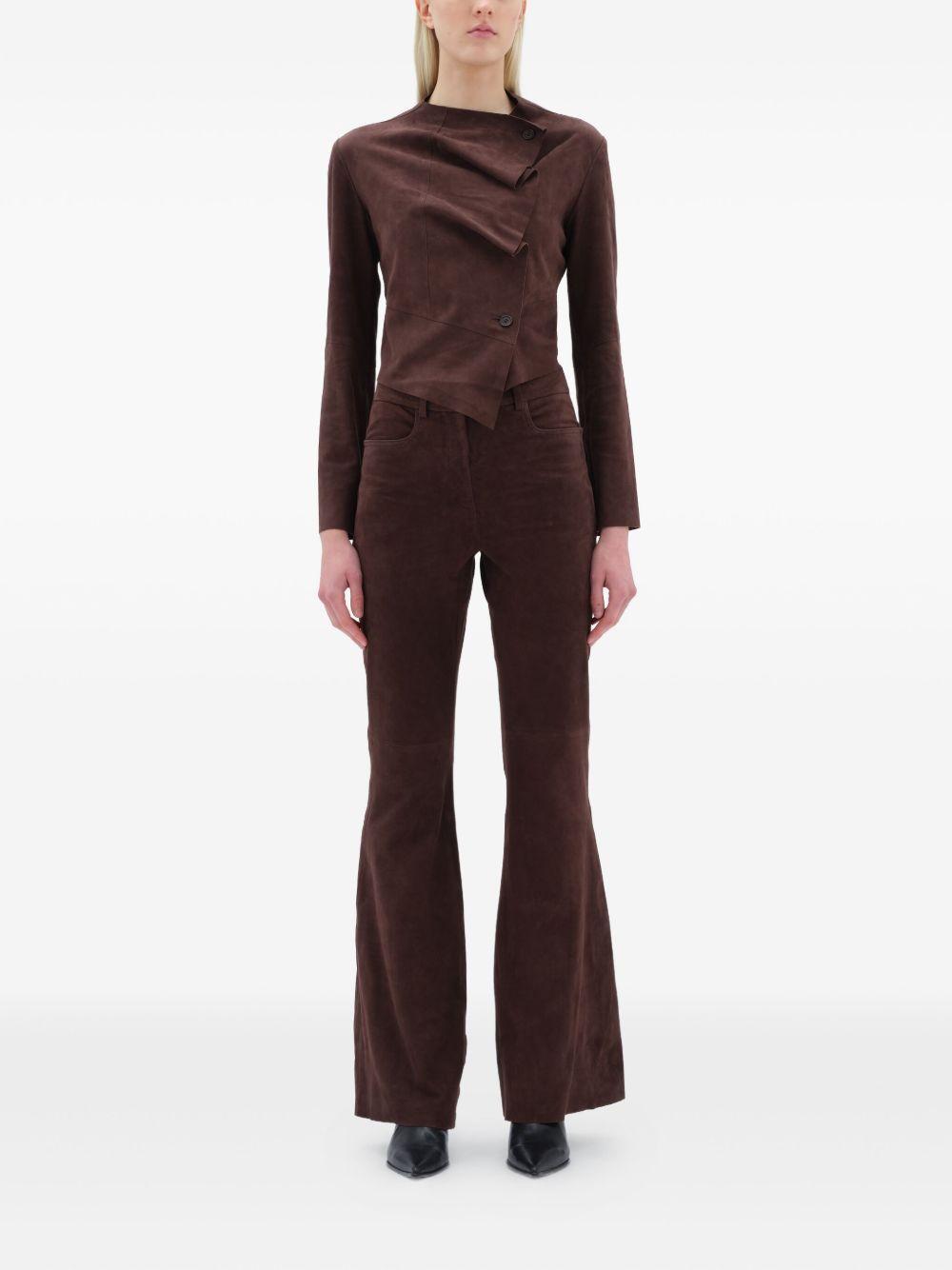 Pantaloni svasati in pelle scamosciata in marrone Remain - donna 