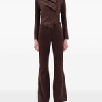 Pantaloni svasati in pelle scamosciata in marrone Remain - donna 