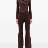 Pantaloni svasati in pelle scamosciata in marrone Remain - donna 