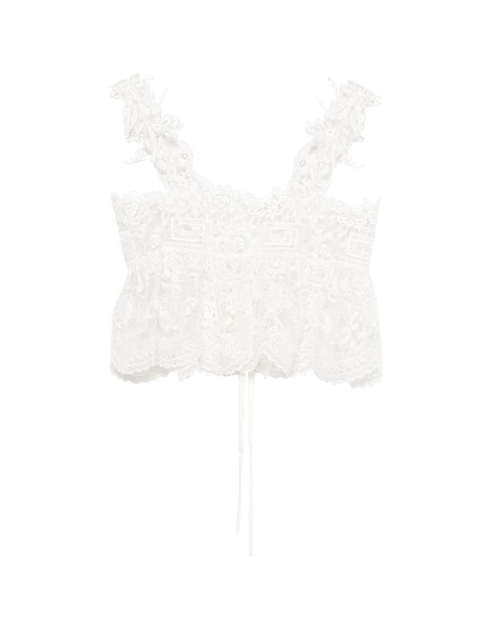 Top con lacci in pizzo in bianco Maurizio - donna 