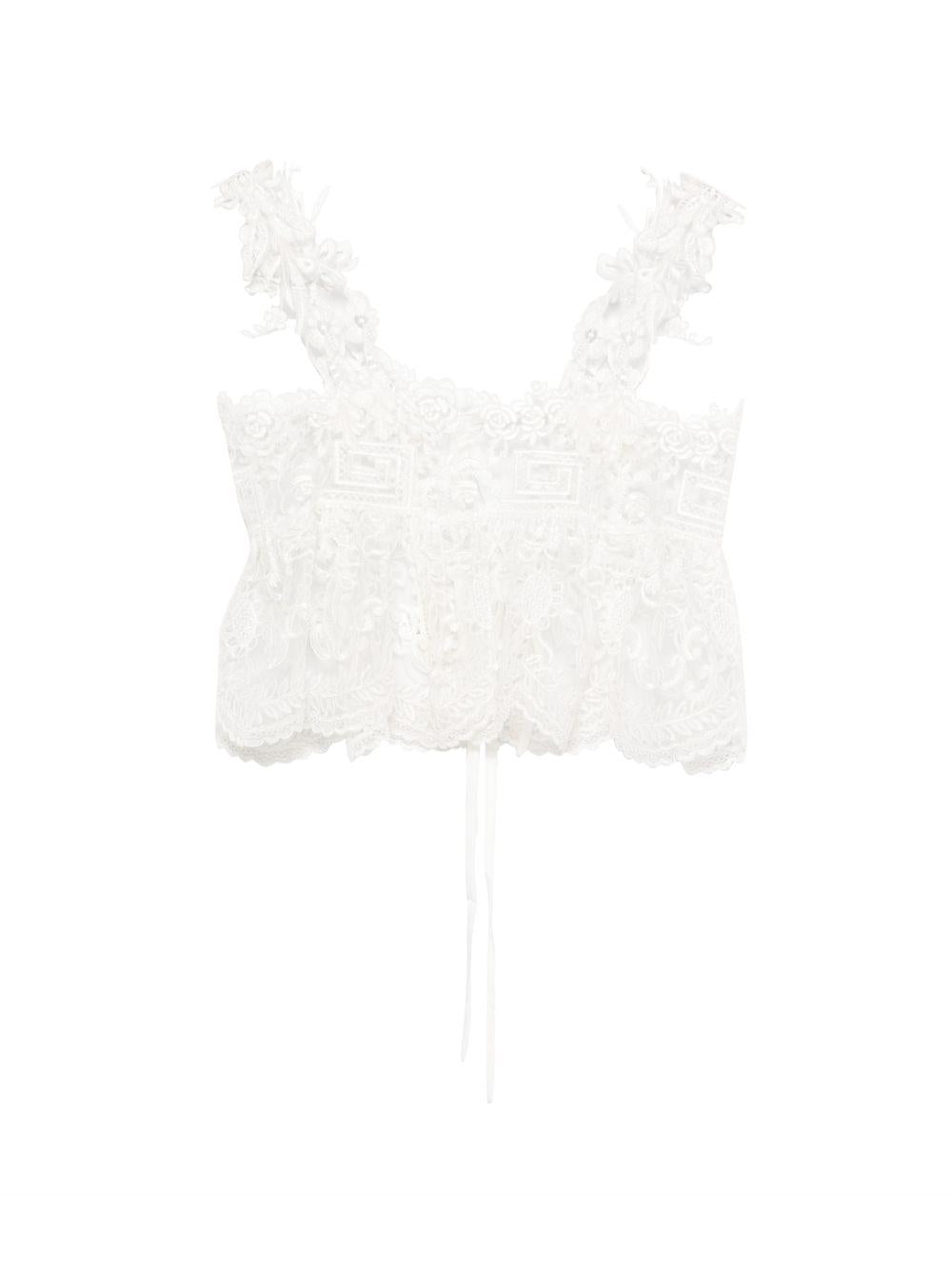 Top con lacci in pizzo in bianco Maurizio - donna 