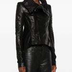 Giacca in pelle naska biker in nero 