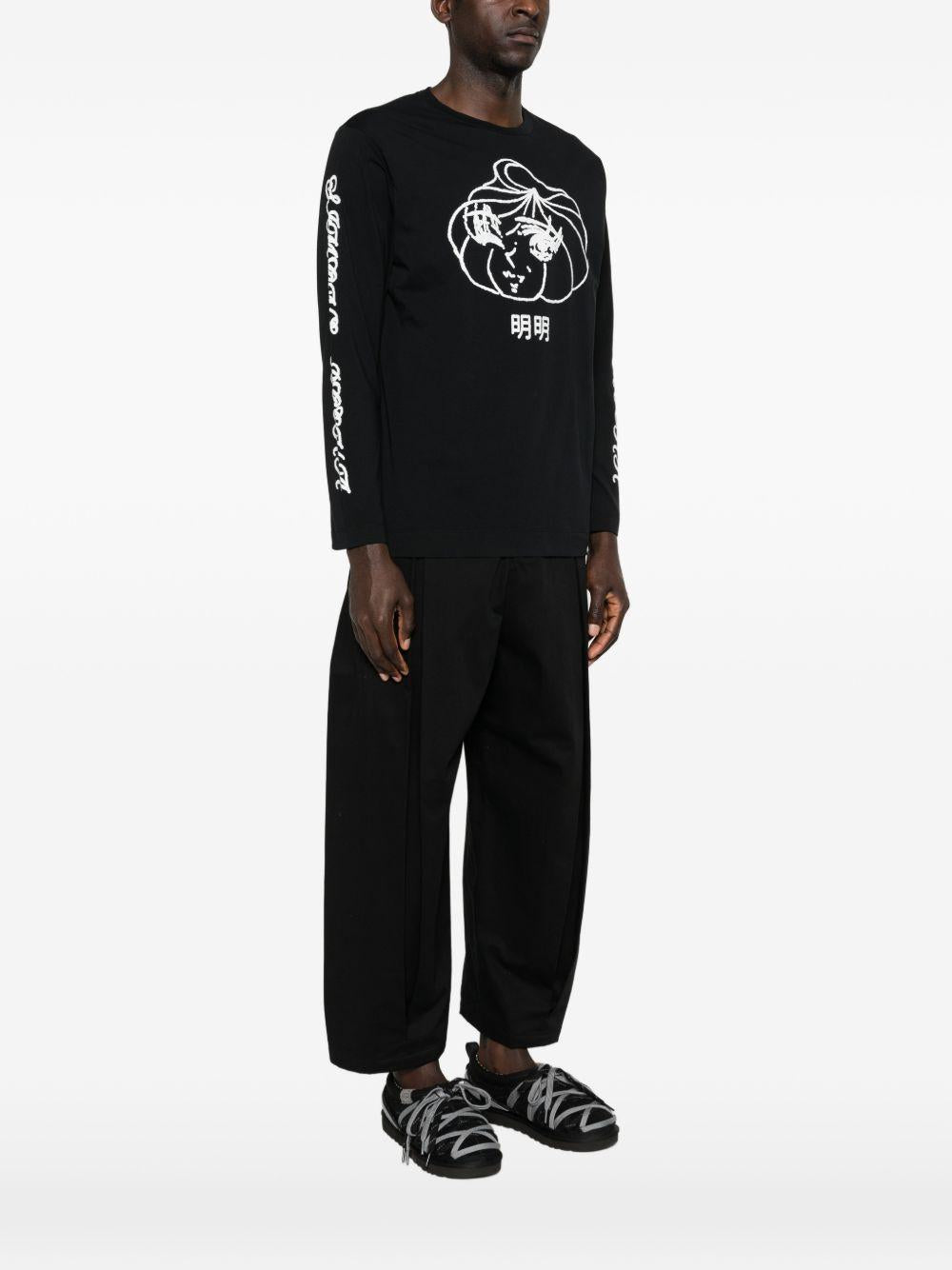 T-shirt a manica lunga stampata in nero Simone rocha - uomo 