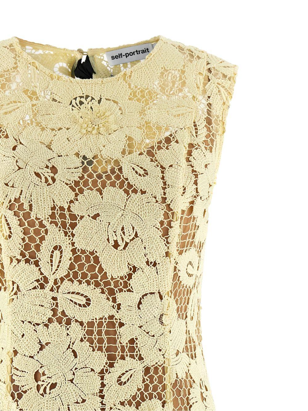 Abito midi in pizzo in giallo Self-Portrait - donna 