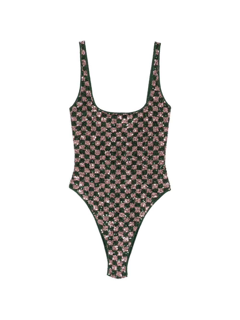 Costume da bagno con paillettes in verde e rosa Oséree - donna 