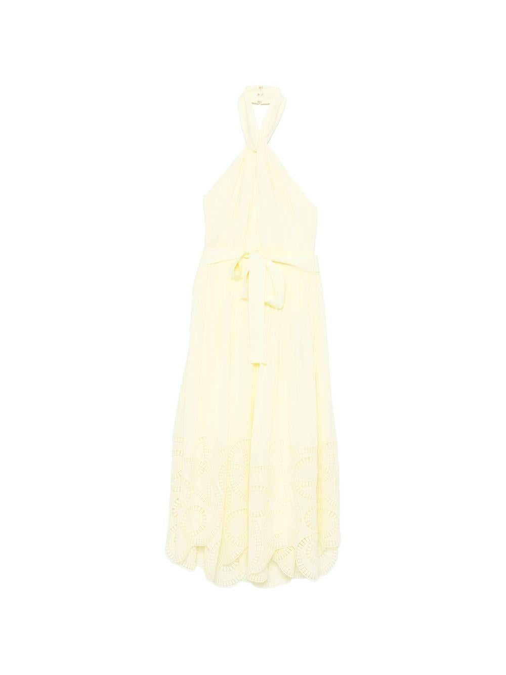 Abito midi con scollo all-americana in giallo Elie saab - donna 