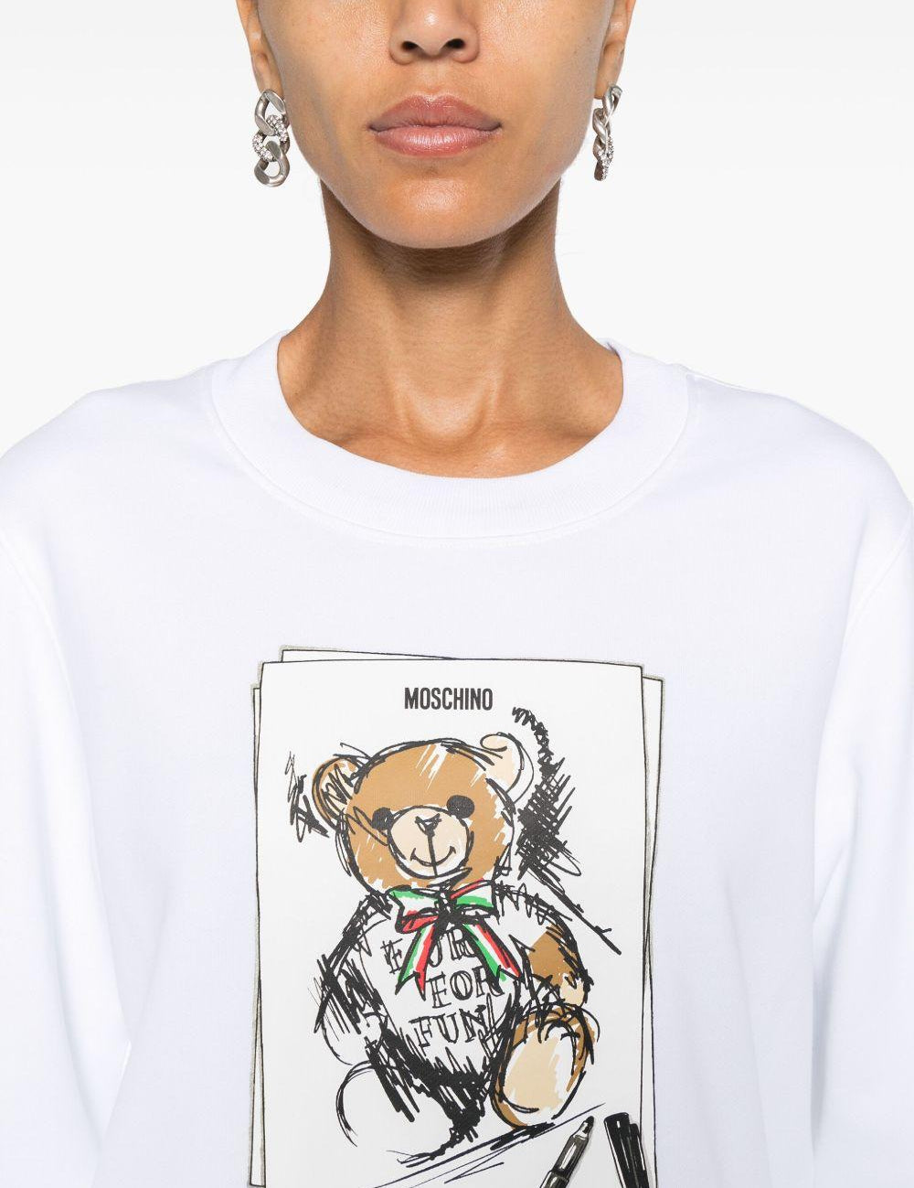 Felpa con stampa grafica in bianco Moschino - donna 