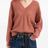 Maglione con scollo a V in arancione Brunello cucinelli - donna 