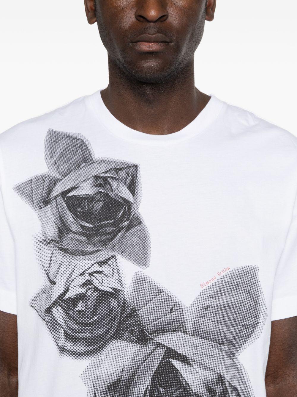 T-shirt con stampa floreale in bianco Simone rocha - uomo 
