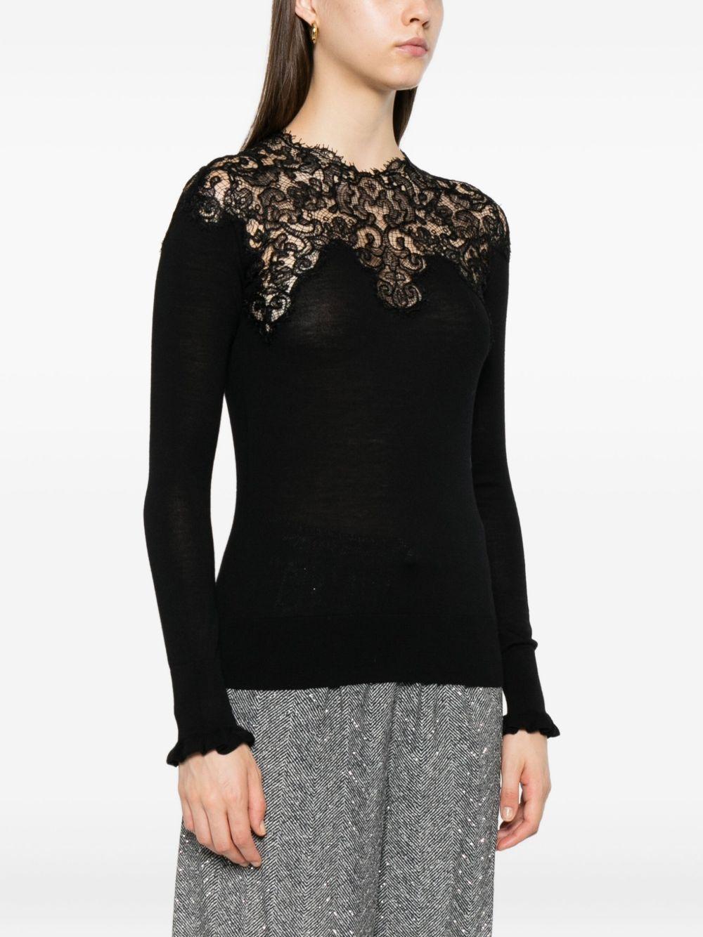 Maglione con bordo di pizzo in nero Ermanno scervino - donna 
