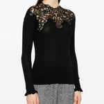 Maglione con bordo di pizzo in nero Ermanno scervino - donna 