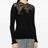 Maglione con bordo di pizzo in nero Ermanno scervino - donna 