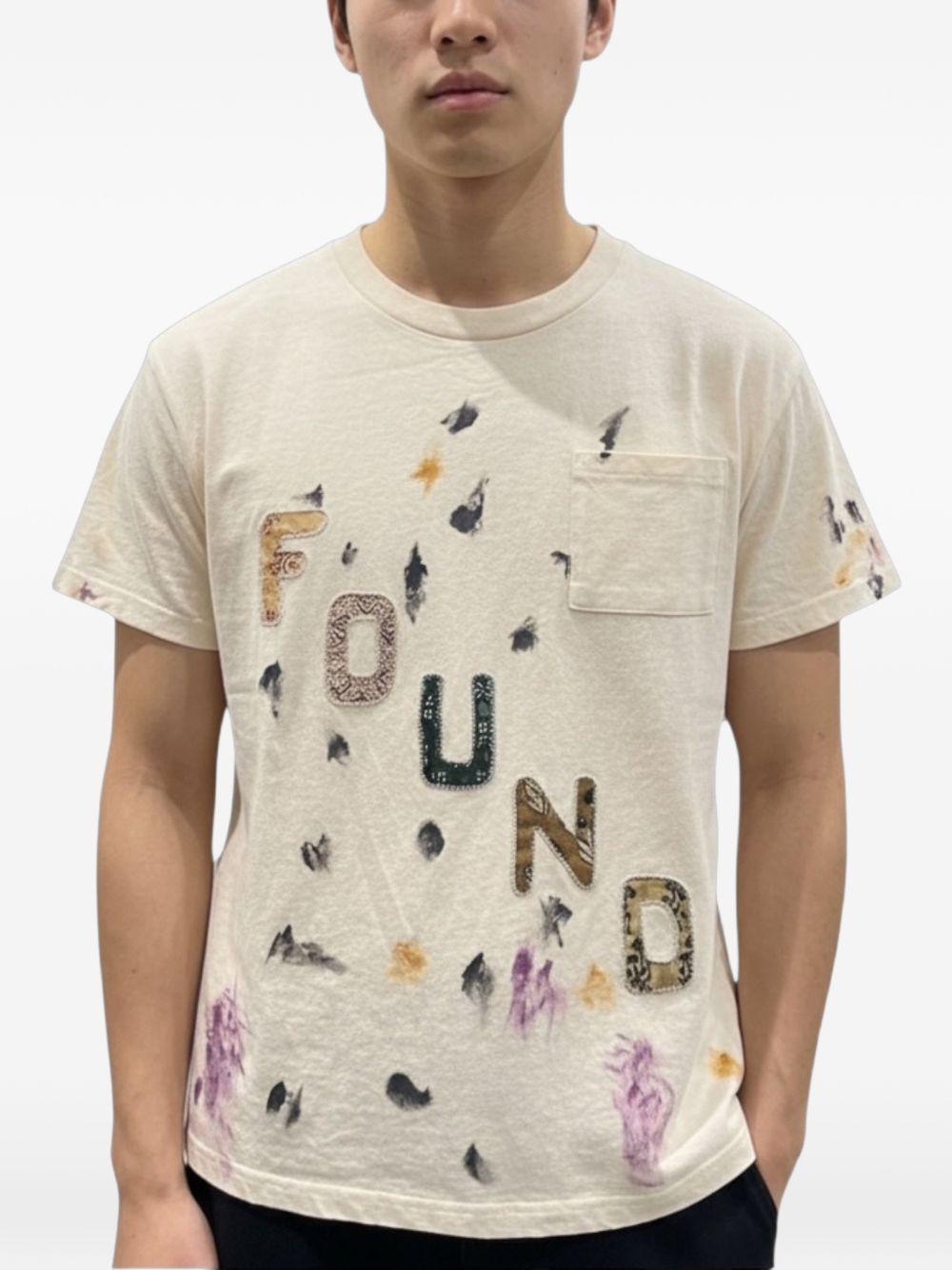T-shirt con logo dipinto in avorio Found - unisex 