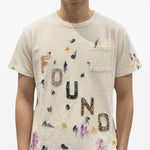 T-shirt con logo dipinto in avorio Found - unisex 