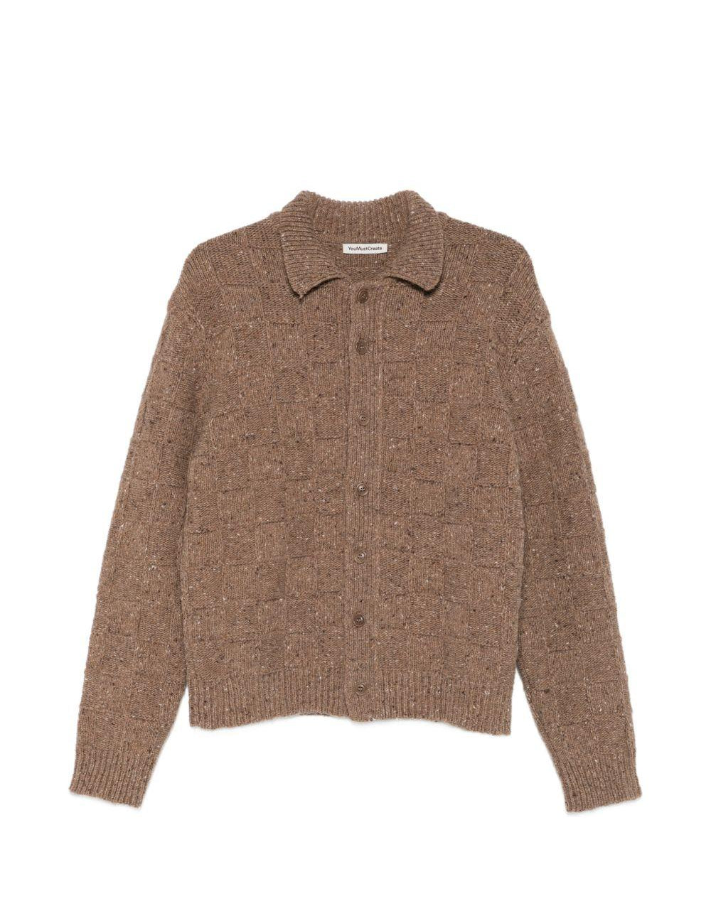 Cardigan a quadretti in maglia in marrone Ymc - uomo 