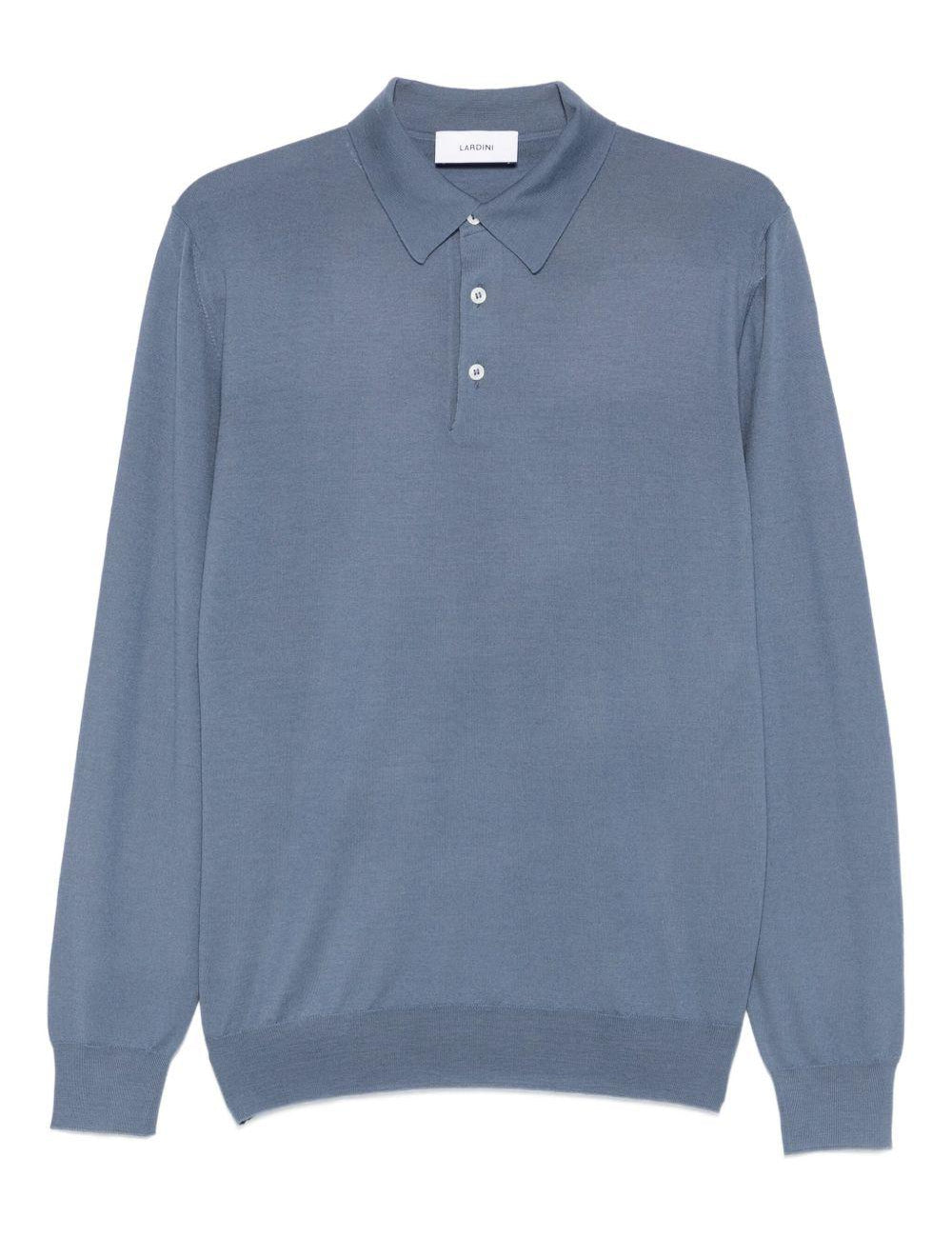 Polo in maglia a coste in blu Lardini - uomo 