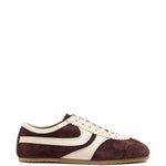 Sneakers a pannelli in pelle in viola 