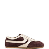 Sneakers a pannelli in pelle in viola 