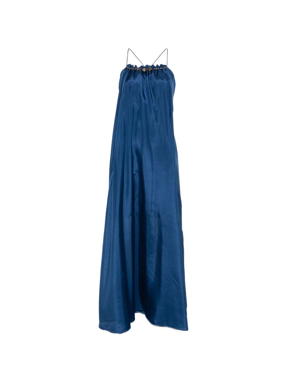 Abito con scollo decorato con perline Aster in blu 