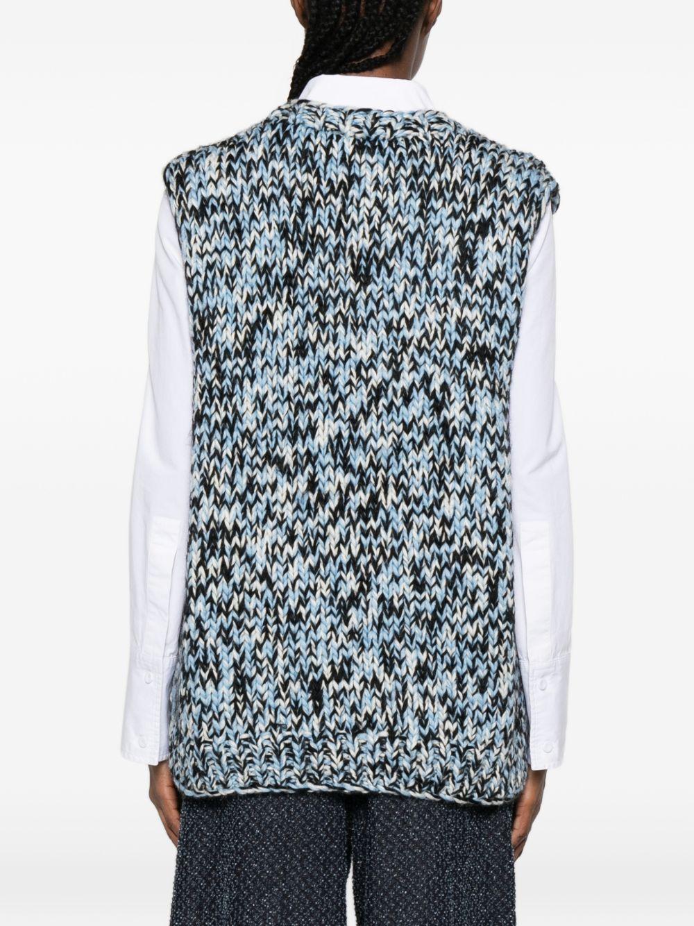 Gilet in maglia fantasia in bianco e nero Ganni - donna 