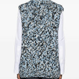 Gilet in maglia fantasia in bianco e nero Ganni - donna 