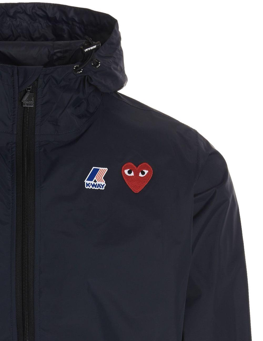 Impermeabile con cappuccio e logo in blu Comme des garcons play x k-way - unisex 