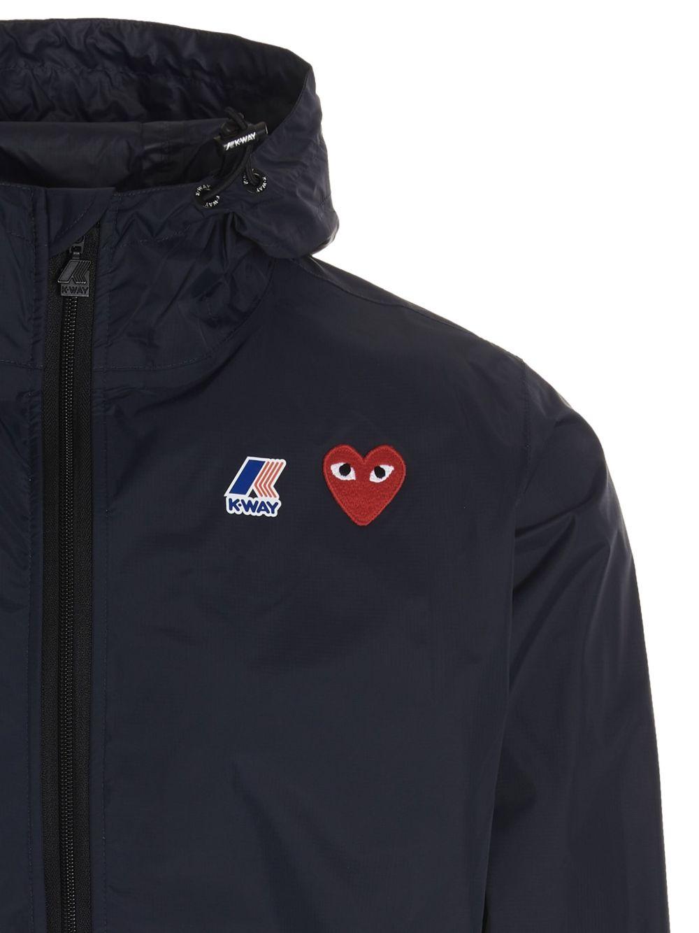 Impermeabile con cappuccio e logo in blu Comme des garcons play x k-way - unisex 