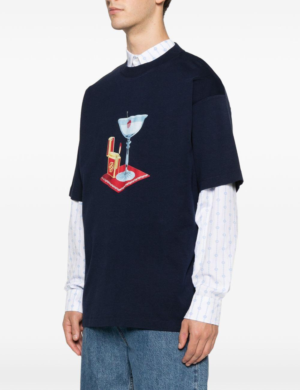 T-shirt con stampa grafica cocktail in blu Drole de monsieur - uomo 